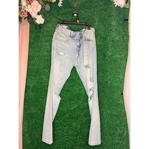 PacSun Men's Vintage Loose Distressed Light Wash Jeans Size 32 Ripped Baggy